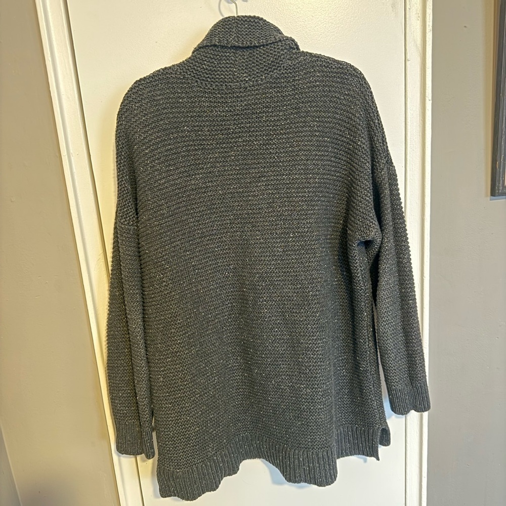 Lands’ End Chunky Knit Cowl Neck Sweater | Dark Charcoal | 1X (16W–18W) - Picture 4 of 6